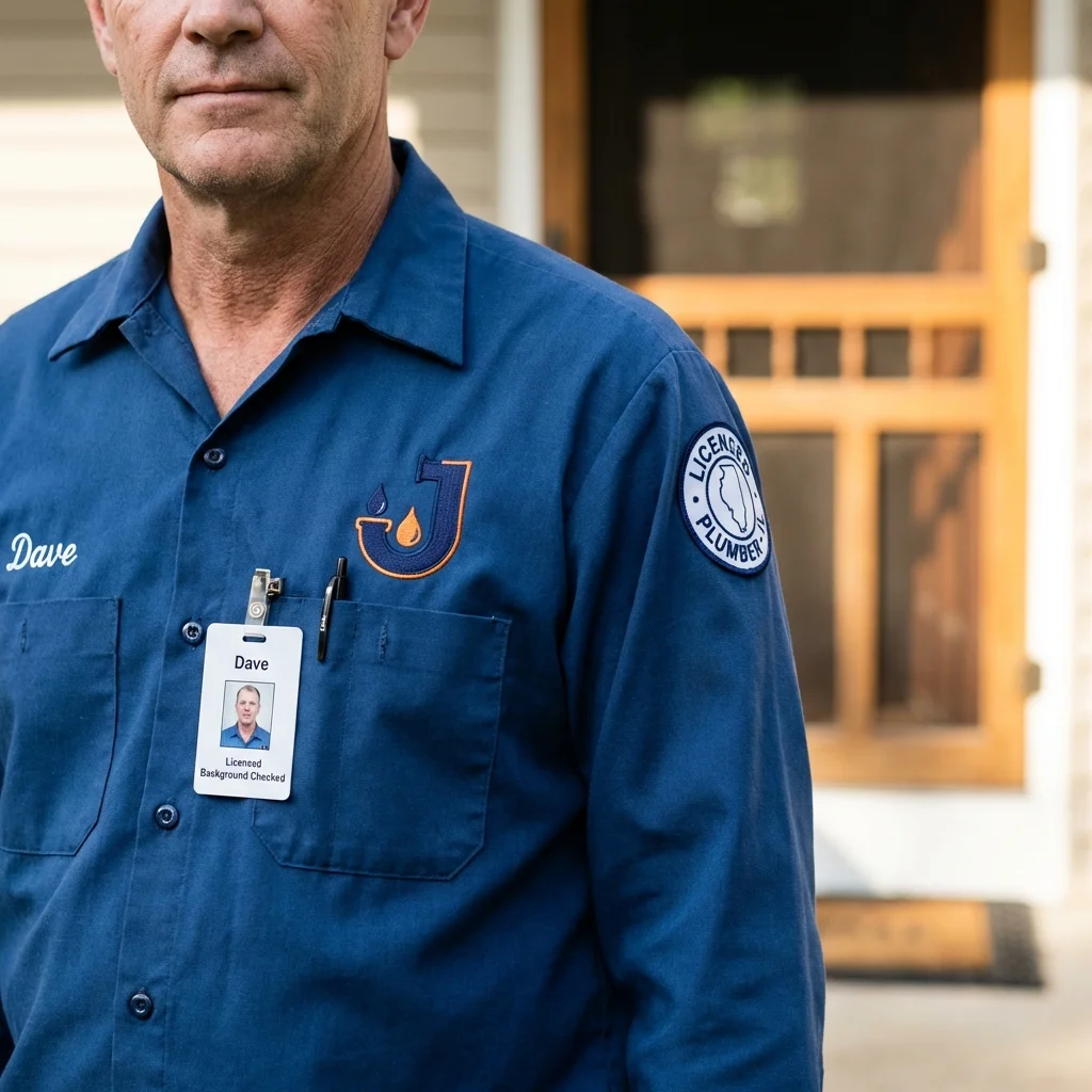 Licensed plumber showing ID badge in Monticello, FL